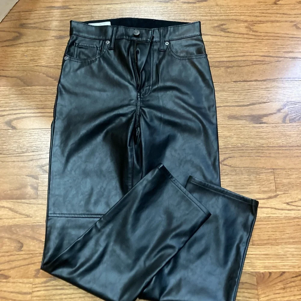 Cheeky Straight Faux Leather High Rise Pants - Picture 4 of 5